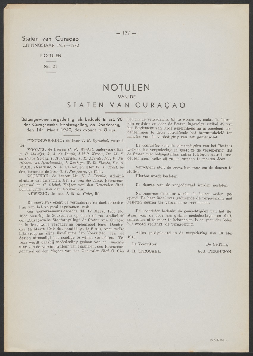 Verslag der zittingen van den Kolonialen Raad van Curaçao - 