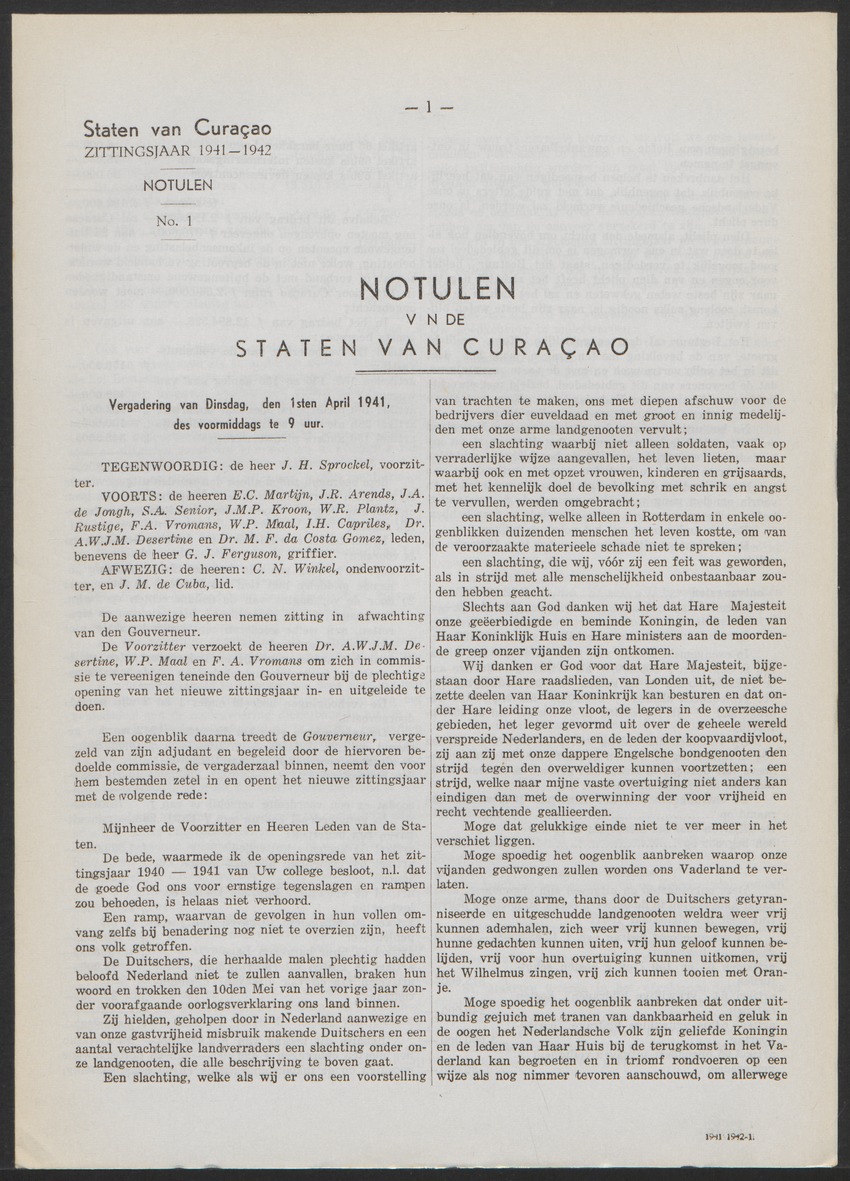 Verslag der zittingen van den Kolonialen Raad van Curaçao - 