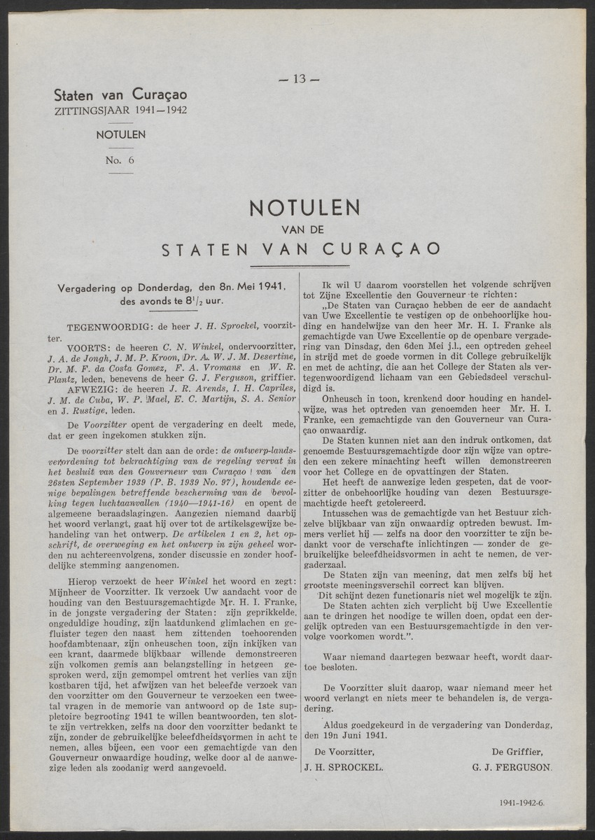 Verslag der zittingen van den Kolonialen Raad van Curaçao - 