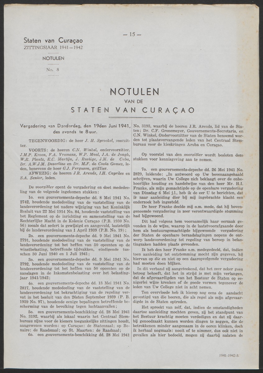 Verslag der zittingen van den Kolonialen Raad van Curaçao - 