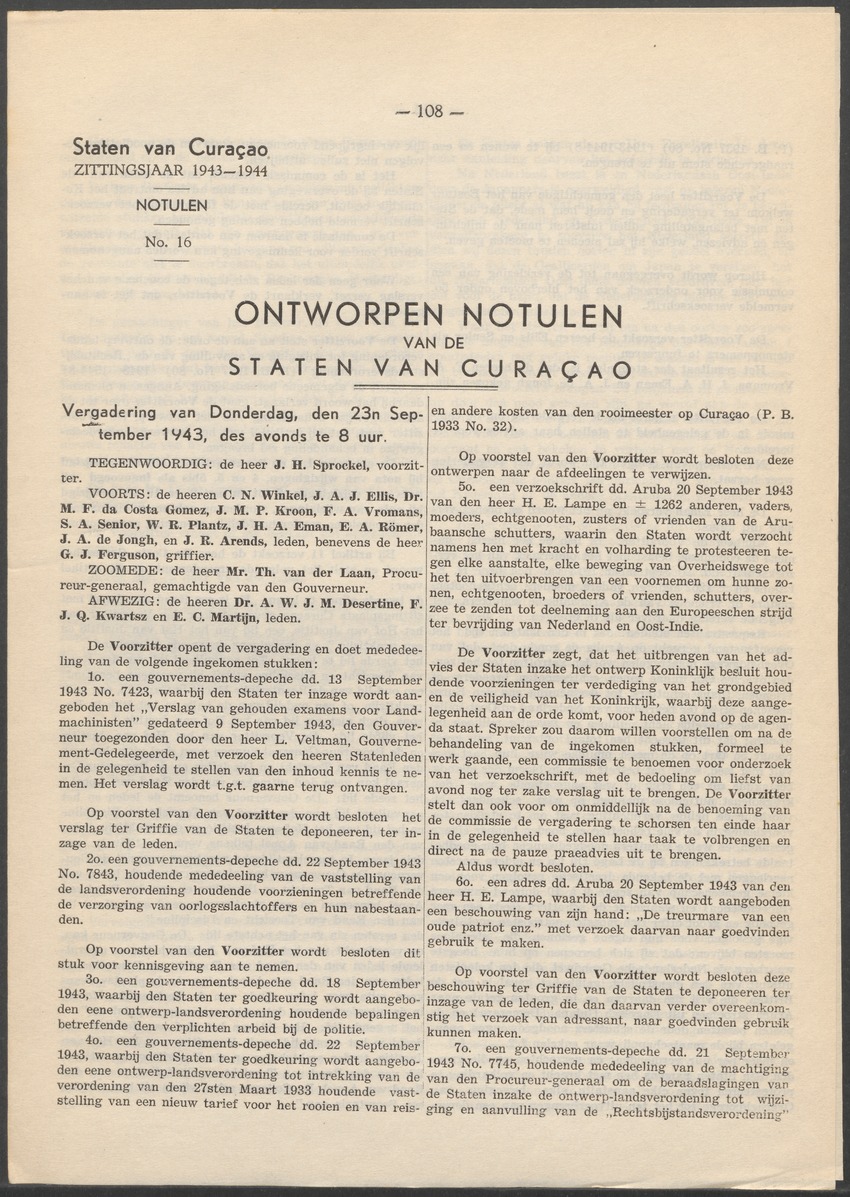 Verslag der zittingen van den Kolonialen Raad van Curaçao - 