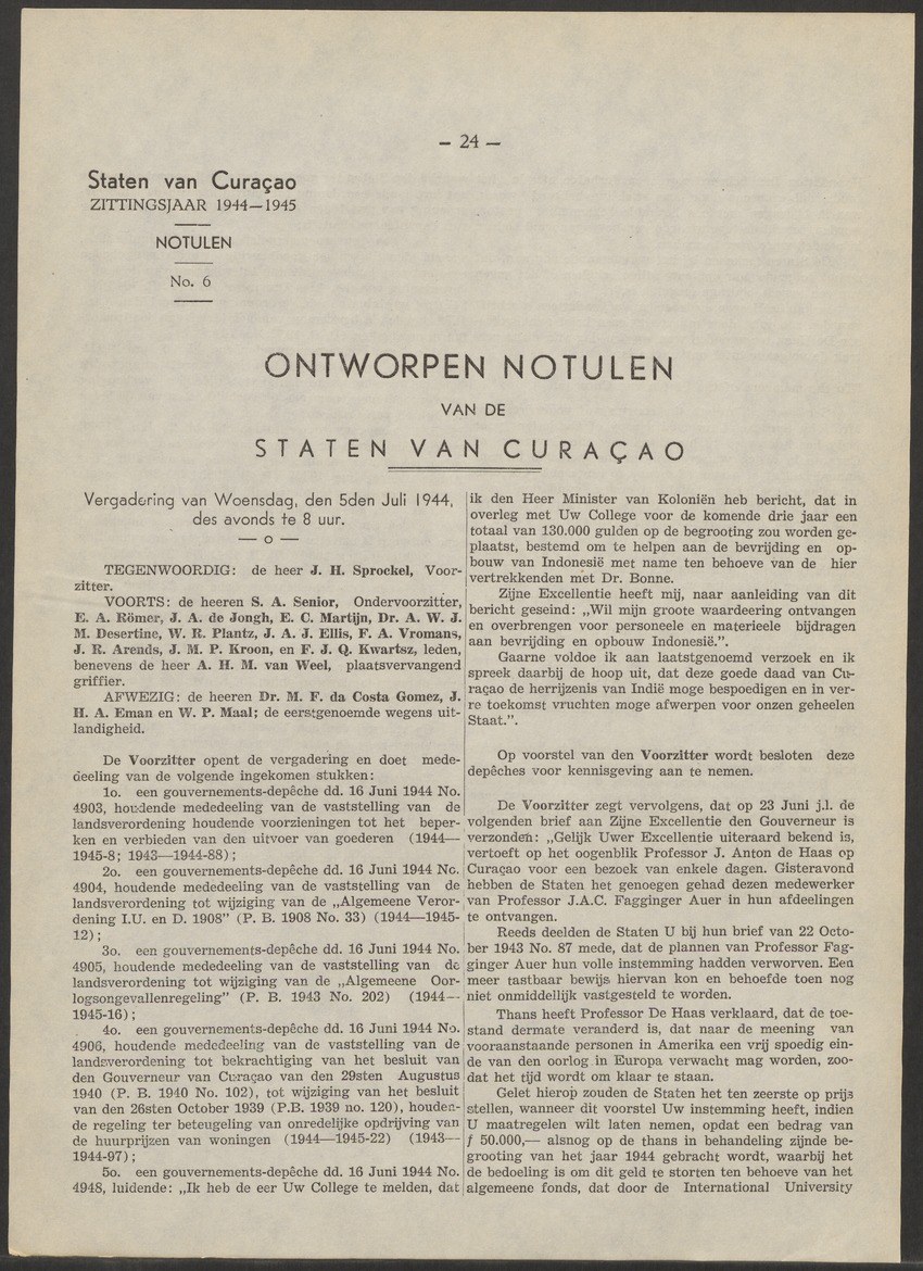 Verslag der zittingen van den Kolonialen Raad van Curaçao - 