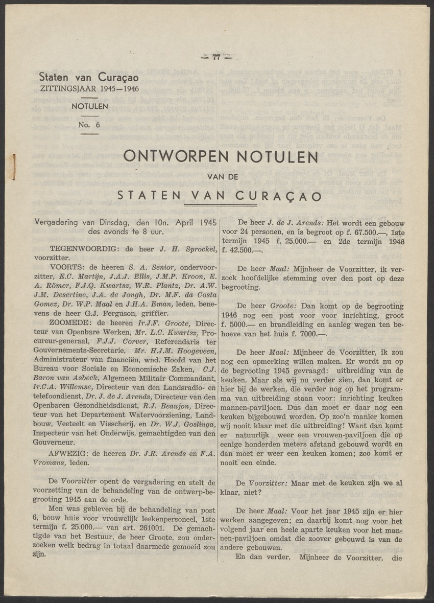 Verslag der zittingen van den Kolonialen Raad van Curaçao - 