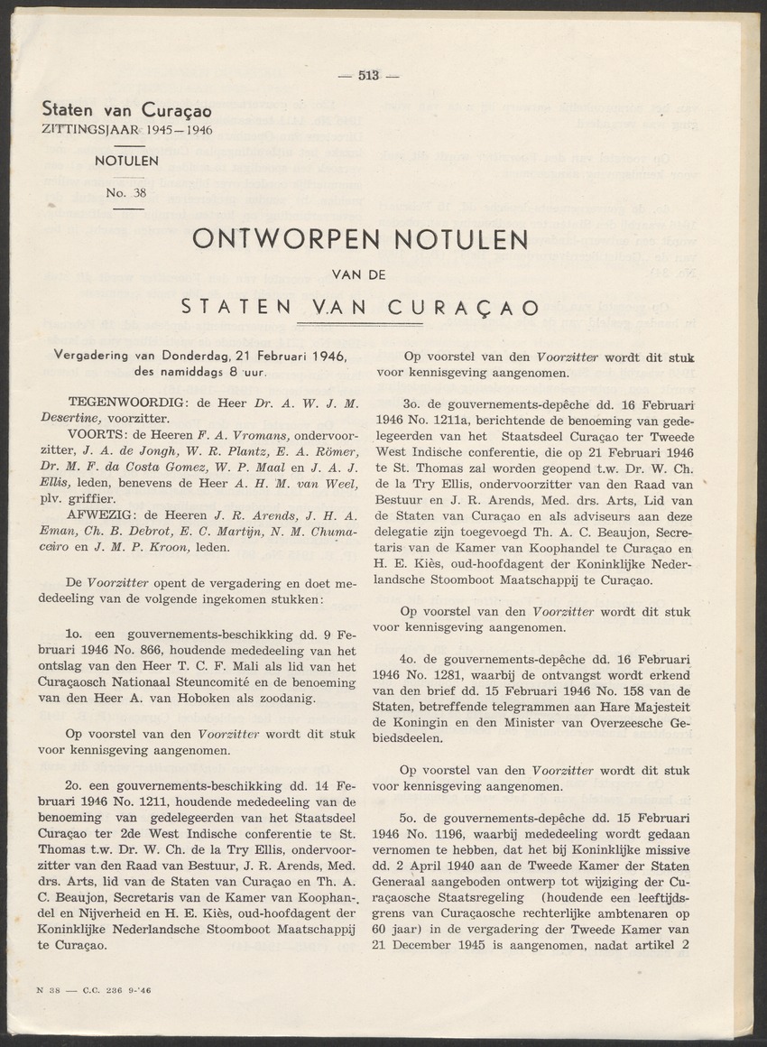 Verslag der zittingen van den Kolonialen Raad van Curaçao - 