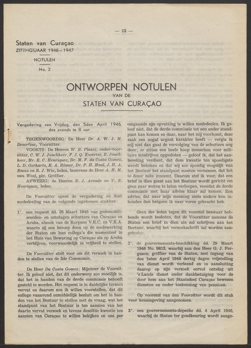 Verslag der zittingen van den Kolonialen Raad van Curaçao - 