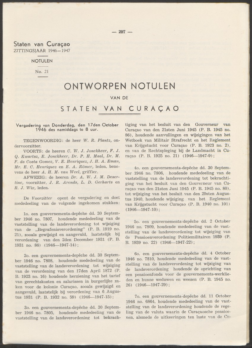 Verslag der zittingen van den Kolonialen Raad van Curaçao - 