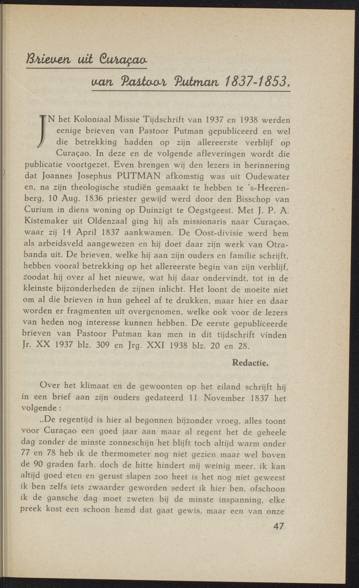 Brieven uit Curaçao van Pastoor Putman 1837-1853 - 