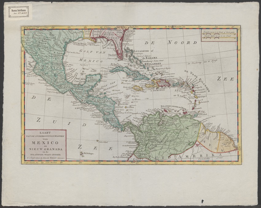 Kaart van de onderkoningschappen van Mexico en Nieuw Granada in de Spaansche West-Indien