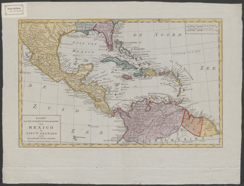 Kaart van de onderkoningschappen van Mexico en Nieuw Granada in de Spaansche West-Indien