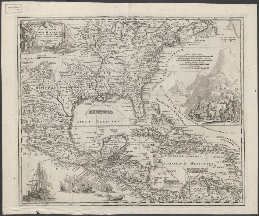 Regni Mexicani seu Novae Hispaniae, Ludovicianae, N. Angliae, Carolinae, Virginiae et Pensylvaniae, nec non Insularum, Archipelagi Mexicani in America Septentrionali accurata Tabula