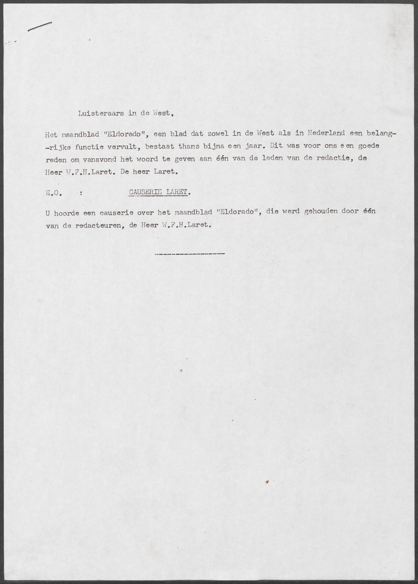 [Transcripties van radio-uitzendingen over Antilliaanse en Surinaamse literatuur van de West-Indische afdeling van Radio Nederland Wereldomroep] - 