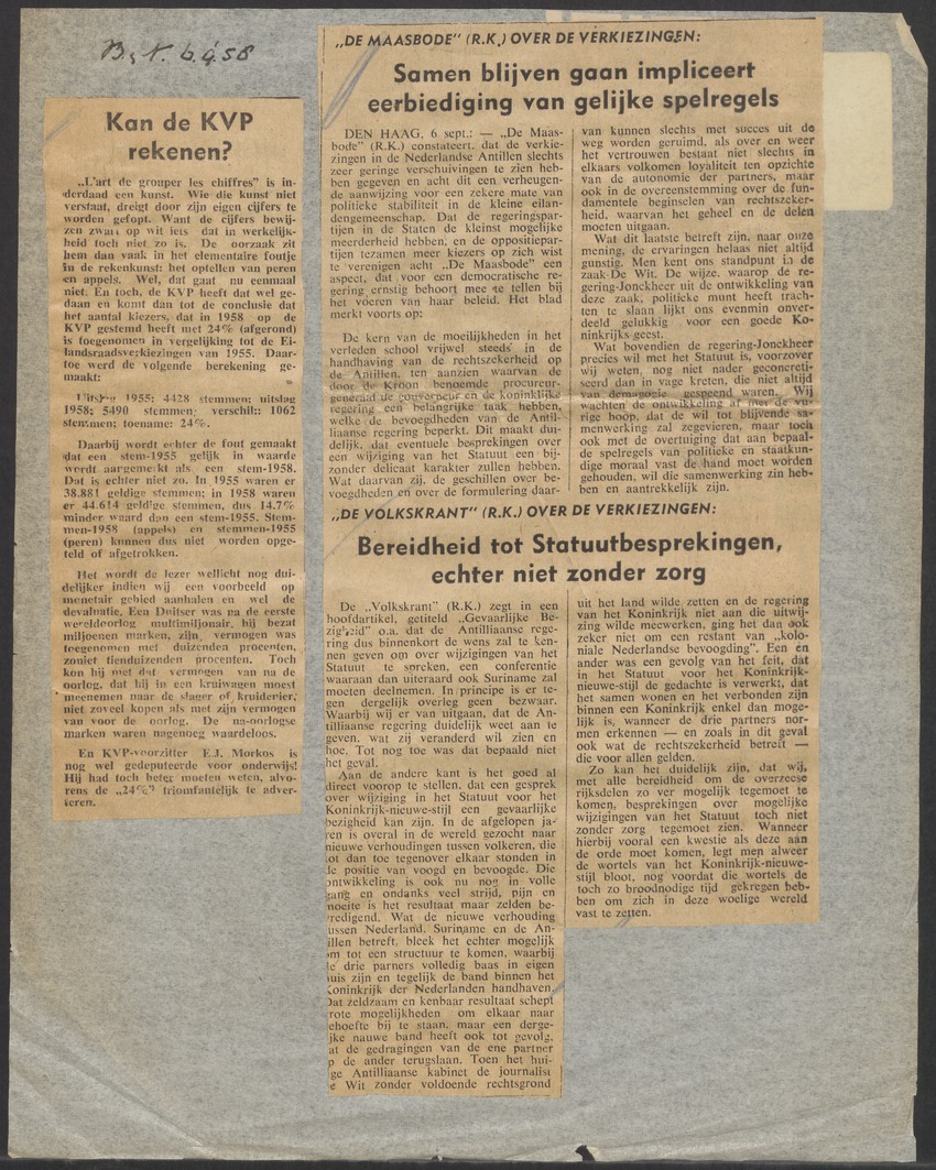 [Politieke partijen en verkiezingen Curaçao, 1941-1958] - 