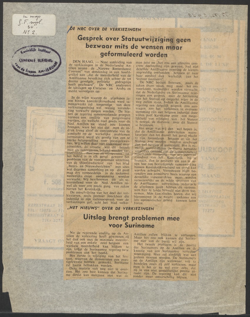 [Politieke partijen en verkiezingen Curaçao, 1941-1958] - 