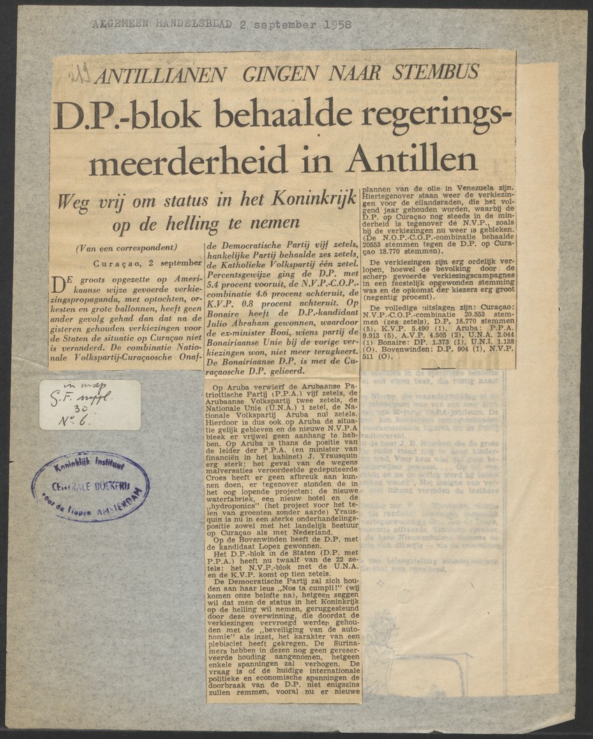 [Politieke partijen en verkiezingen Curaçao, 1941-1958] - 