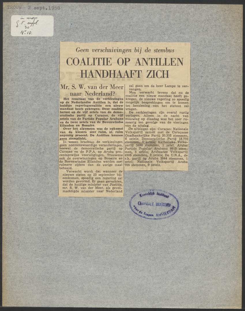 [Politieke partijen en verkiezingen Curaçao, 1941-1958] - 