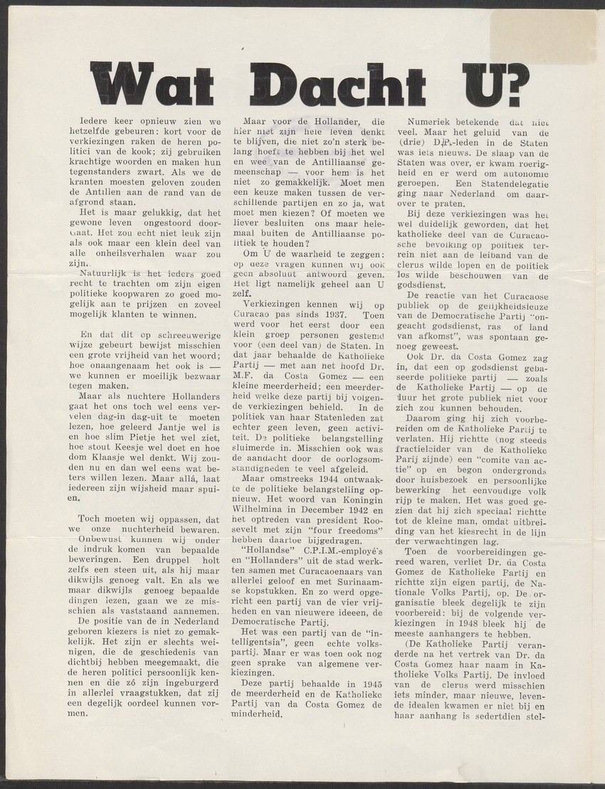 [Politieke partijen en verkiezingen Curaçao, 1941-1958] - 