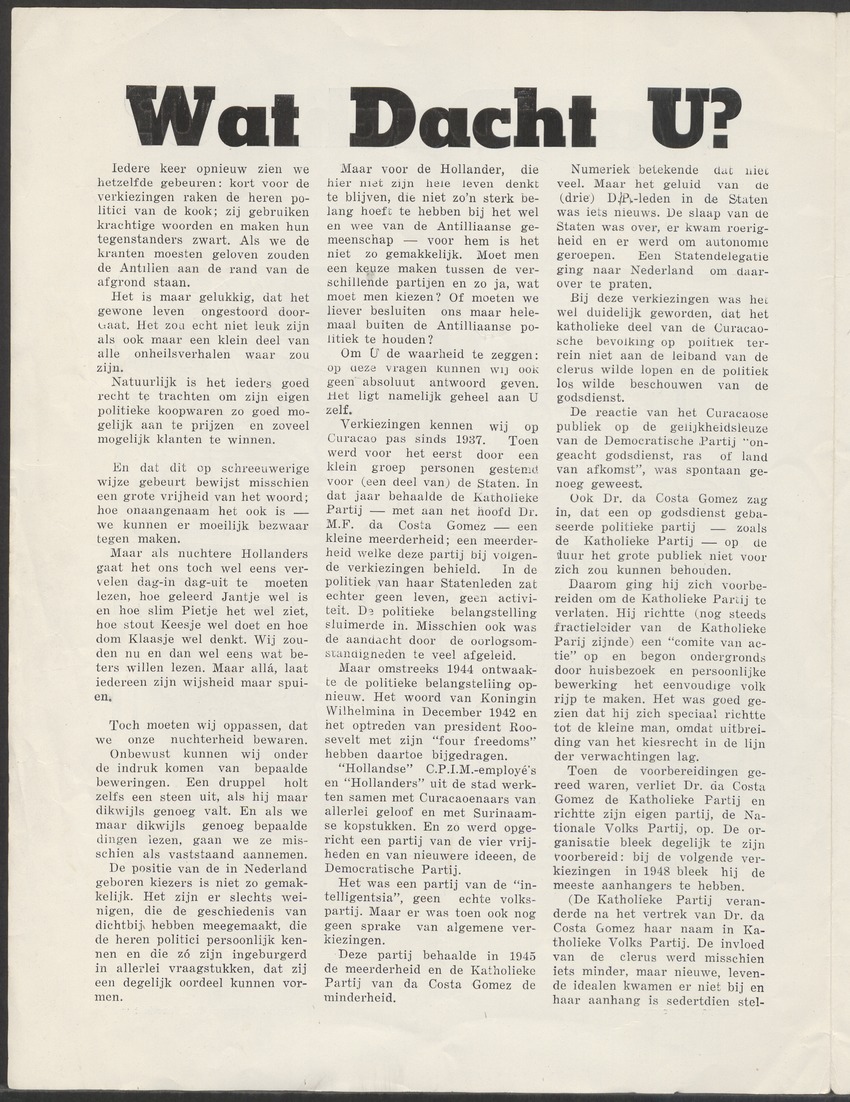 [Politieke partijen en verkiezingen Curaçao, 1941-1958] - 