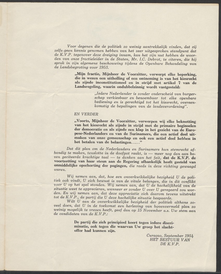 [Politieke partijen en verkiezingen Curaçao, 1941-1958] - 