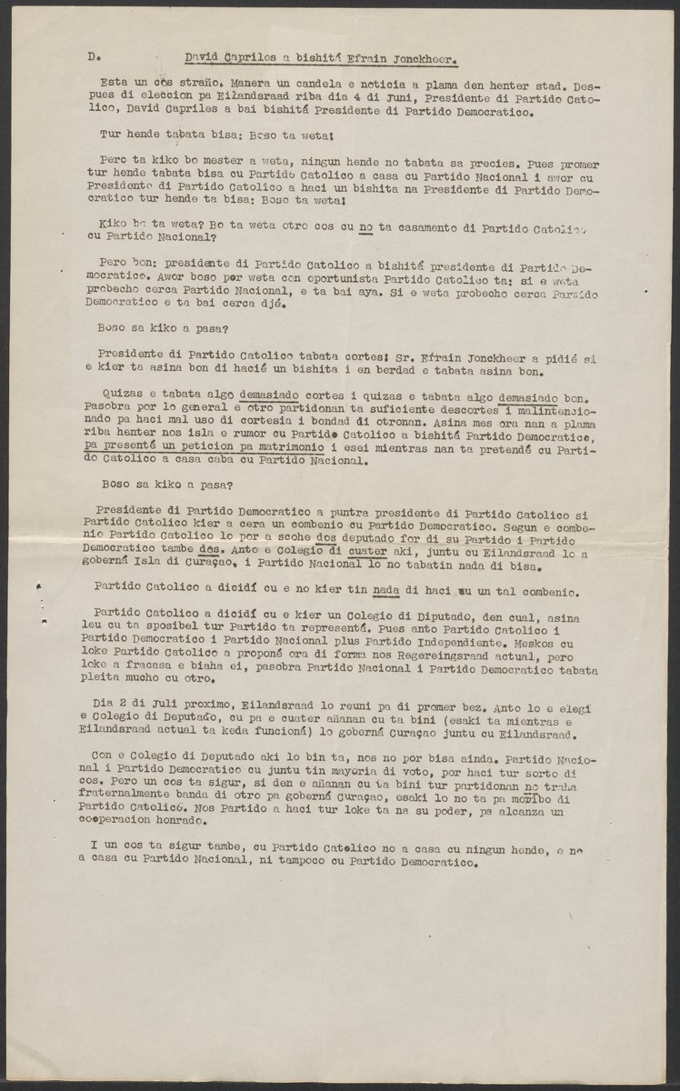 [Politieke partijen en verkiezingen Curaçao, 1941-1958] - 