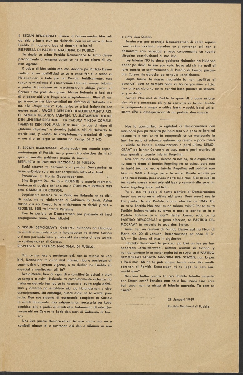 [Politieke partijen en verkiezingen Curaçao, 1941-1958] - 