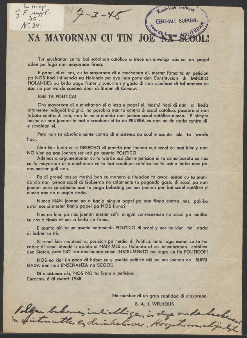 [Politieke partijen en verkiezingen Curaçao, 1941-1958] - 