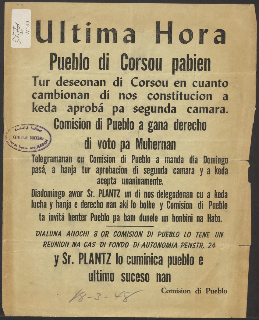 [Politieke partijen en verkiezingen Curaçao, 1941-1958] - 
