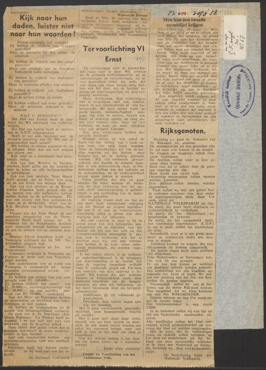 [Politieke partijen en verkiezingen Curaçao, 1941-1958] - 