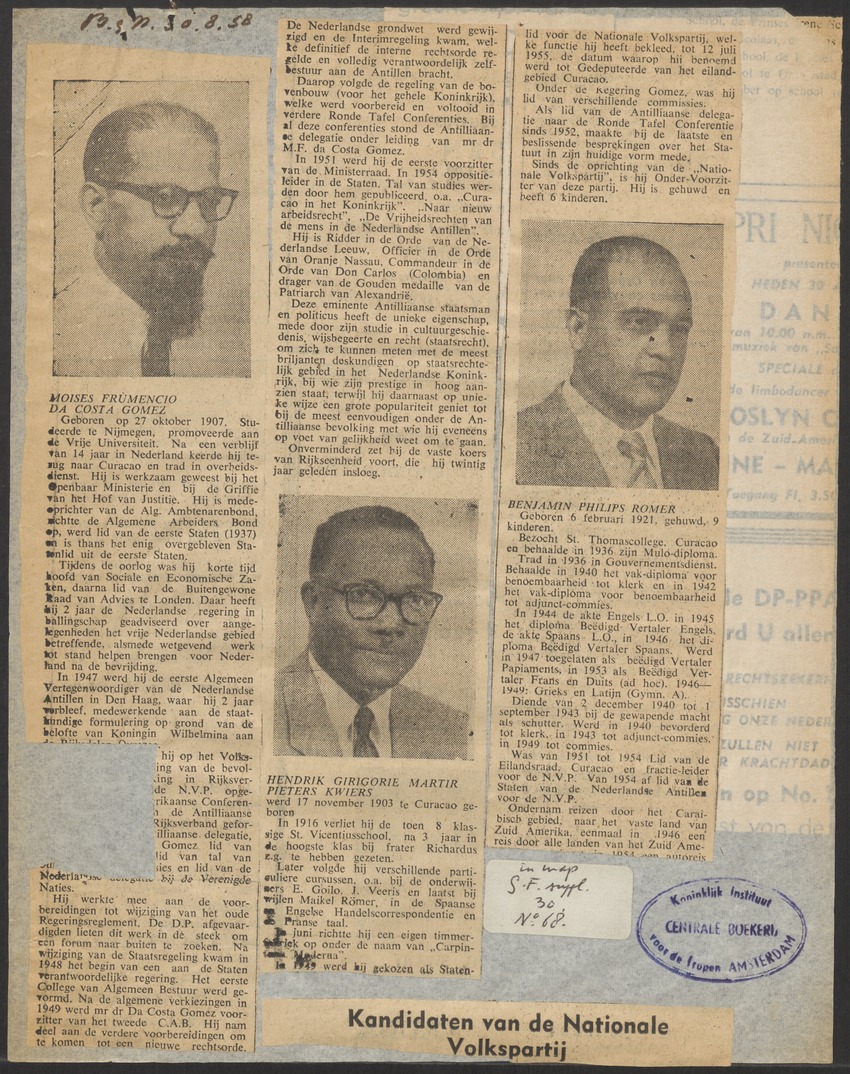 [Politieke partijen en verkiezingen Curaçao, 1941-1958] - 
