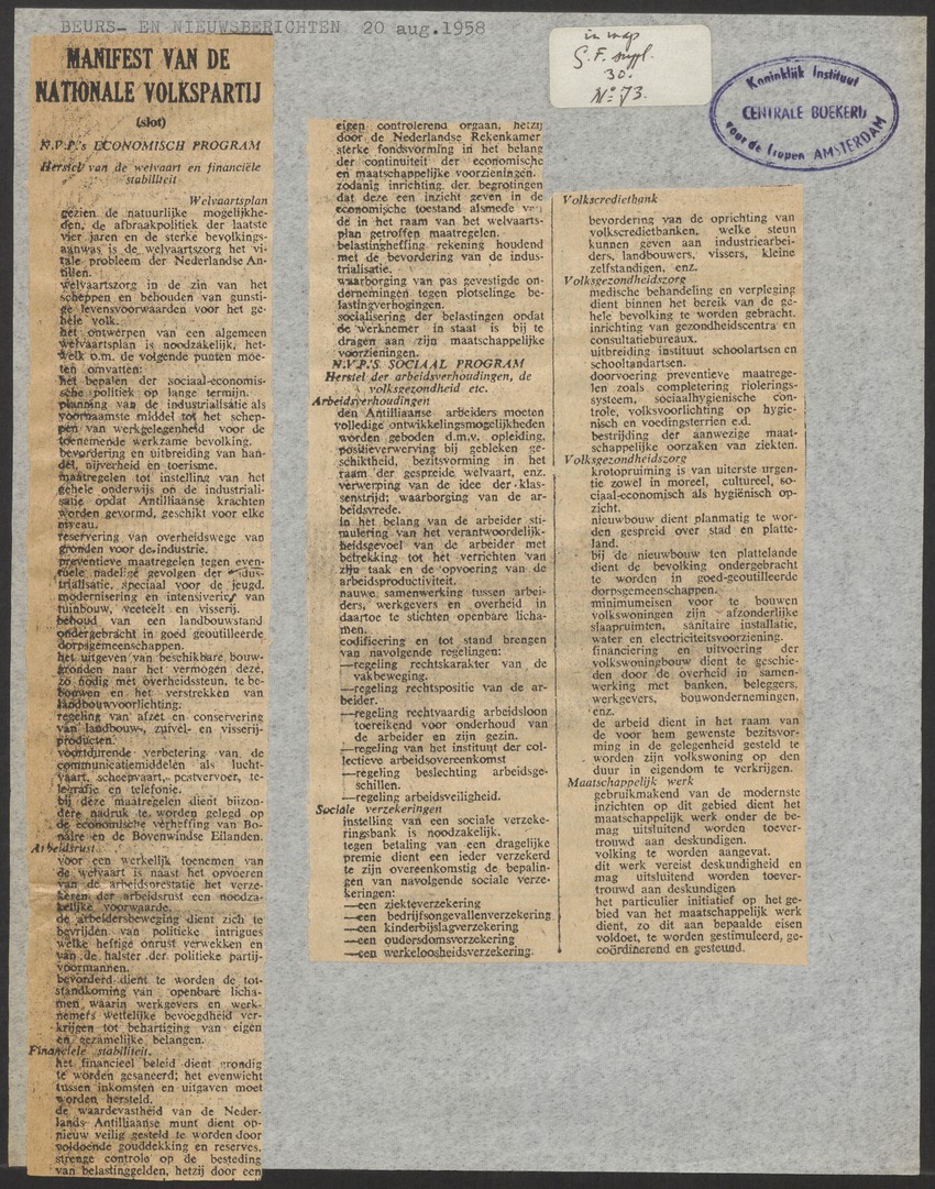 [Politieke partijen en verkiezingen Curaçao, 1941-1958] - 