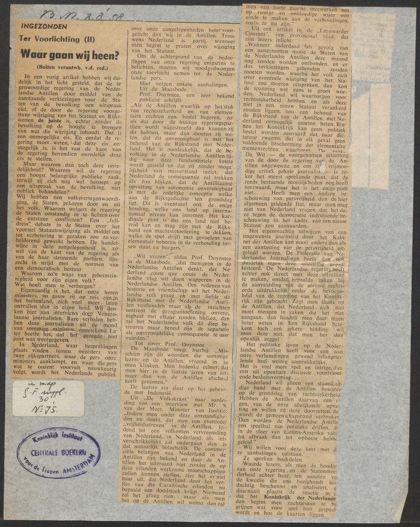 [Politieke partijen en verkiezingen Curaçao, 1941-1958] - 