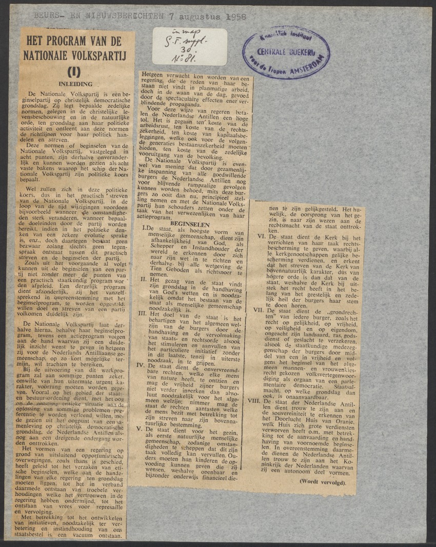 [Politieke partijen en verkiezingen Curaçao, 1941-1958] - 