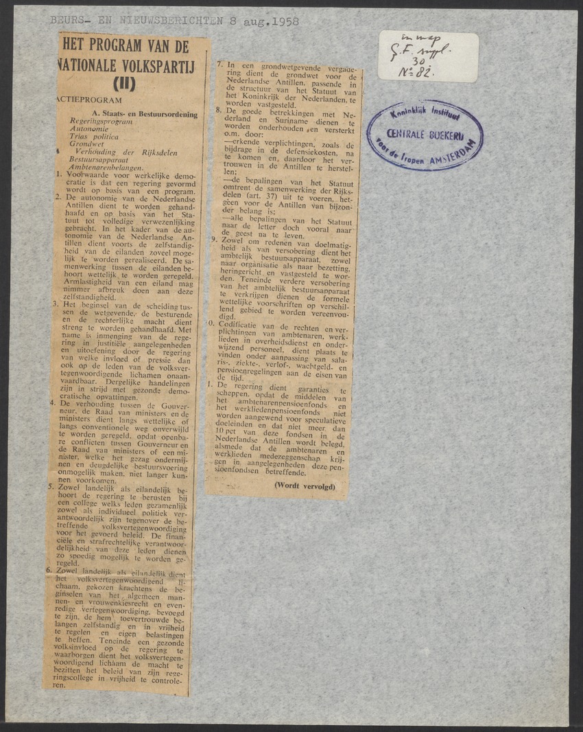 [Politieke partijen en verkiezingen Curaçao, 1941-1958] - 