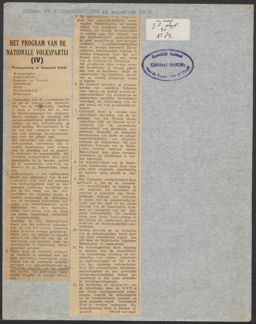 [Politieke partijen en verkiezingen Curaçao, 1941-1958] - 