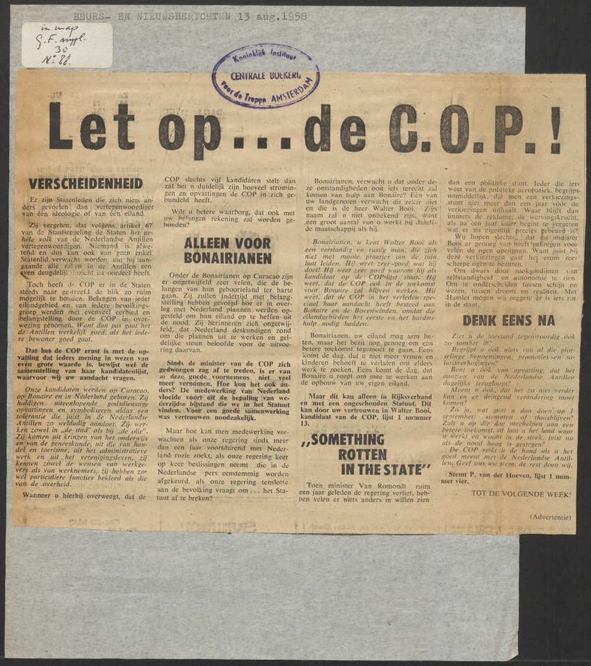 [Politieke partijen en verkiezingen Curaçao, 1941-1958] - 