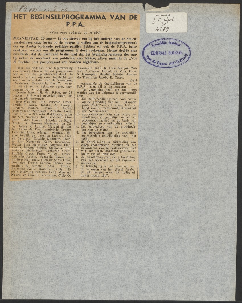 [Politieke partijen en verkiezingen Curaçao, 1941-1958] - 