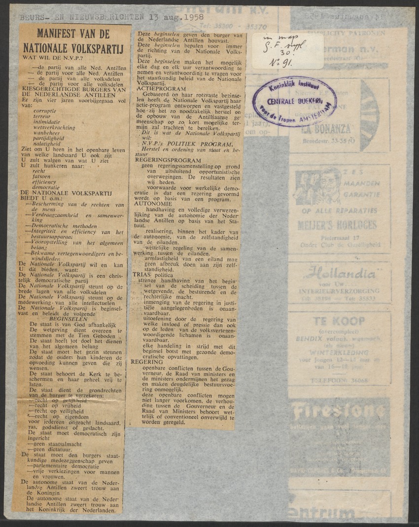 [Politieke partijen en verkiezingen Curaçao, 1941-1958] - 