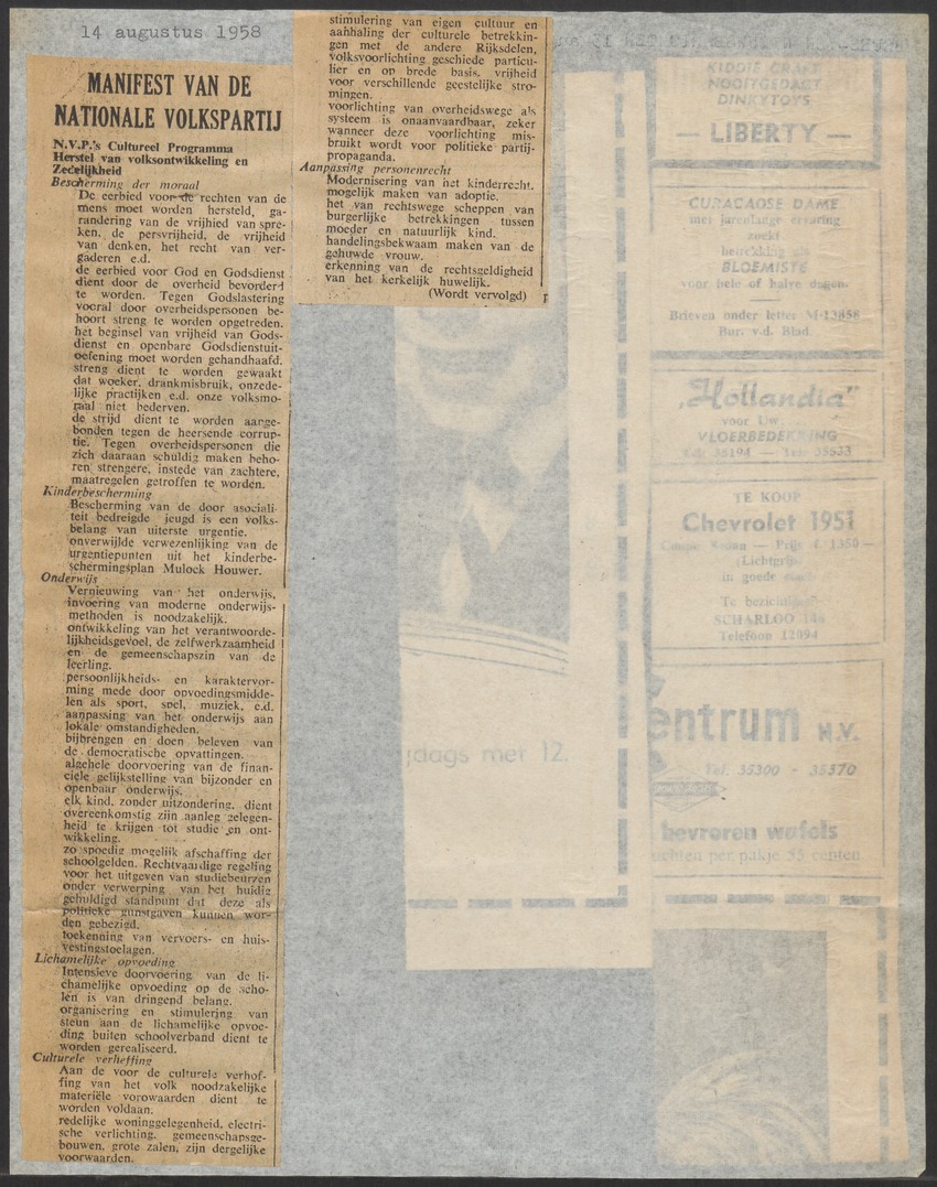 [Politieke partijen en verkiezingen Curaçao, 1941-1958] - 