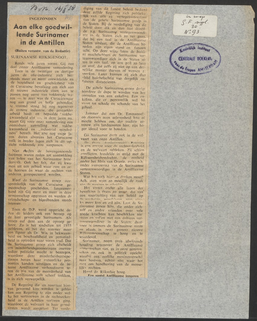 [Politieke partijen en verkiezingen Curaçao, 1941-1958] - 