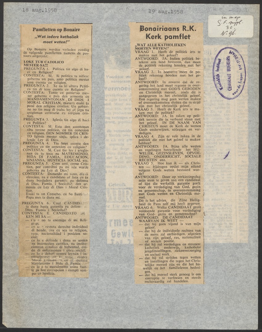 [Politieke partijen en verkiezingen Curaçao, 1941-1958] - 