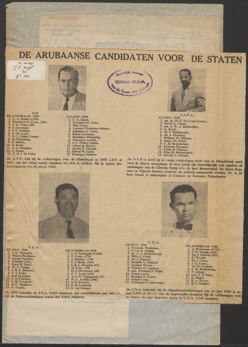 [Politieke partijen en verkiezingen Curaçao, 1941-1958] - 