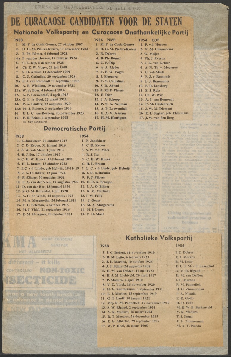 [Politieke partijen en verkiezingen Curaçao, 1941-1958] - 