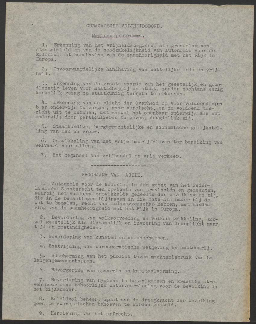 [Politieke partijen en verkiezingen Curaçao, 1941-1958] - 