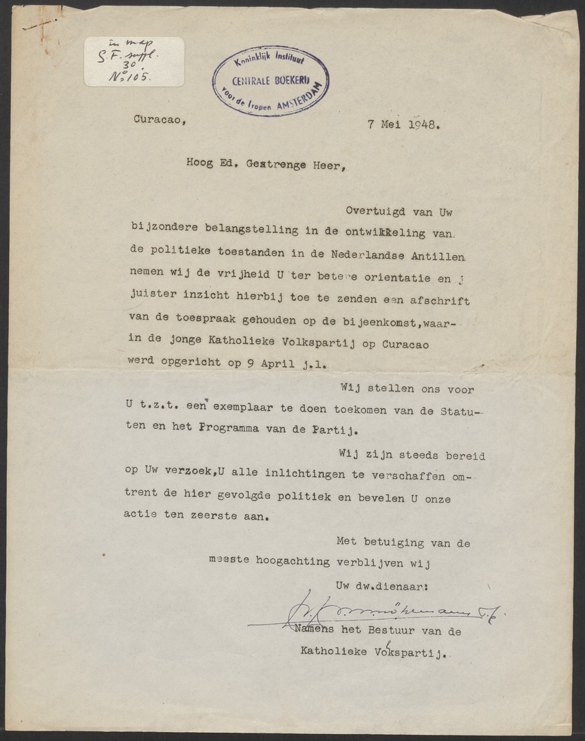 [Politieke partijen en verkiezingen Curaçao, 1941-1958] - 