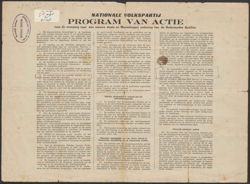[Politieke partijen en verkiezingen Curaçao, 1941-1958] - 