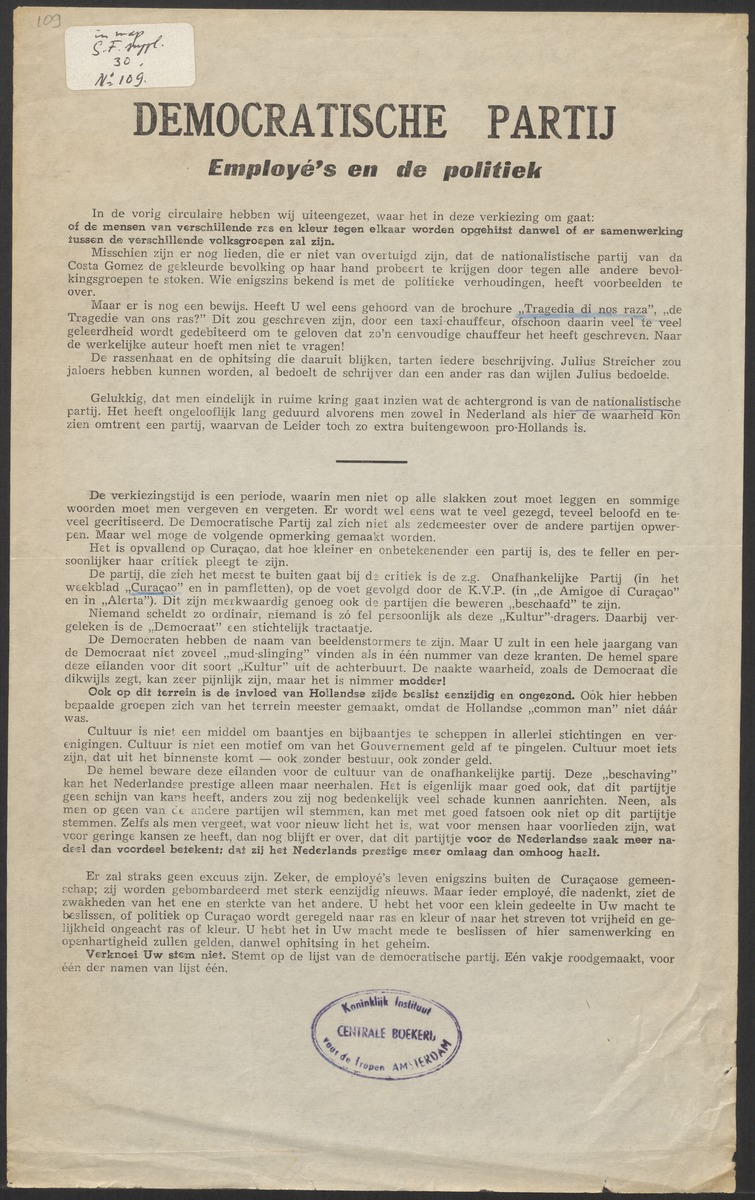 [Politieke partijen en verkiezingen Curaçao, 1941-1958] - 