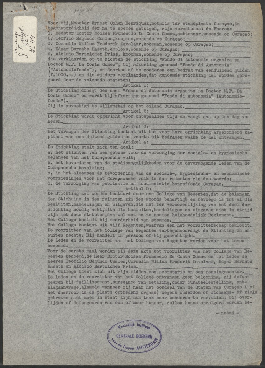 [Politieke partijen en verkiezingen Curaçao, 1941-1958] - 