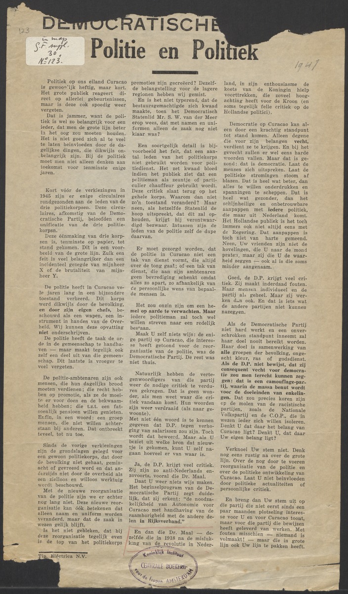[Politieke partijen en verkiezingen Curaçao, 1941-1958] - 