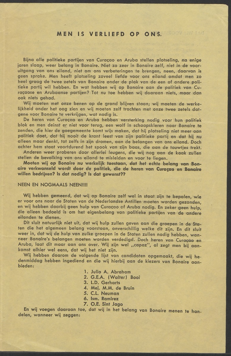 [Politieke partijen en verkiezingen Curaçao, 1941-1958] - 