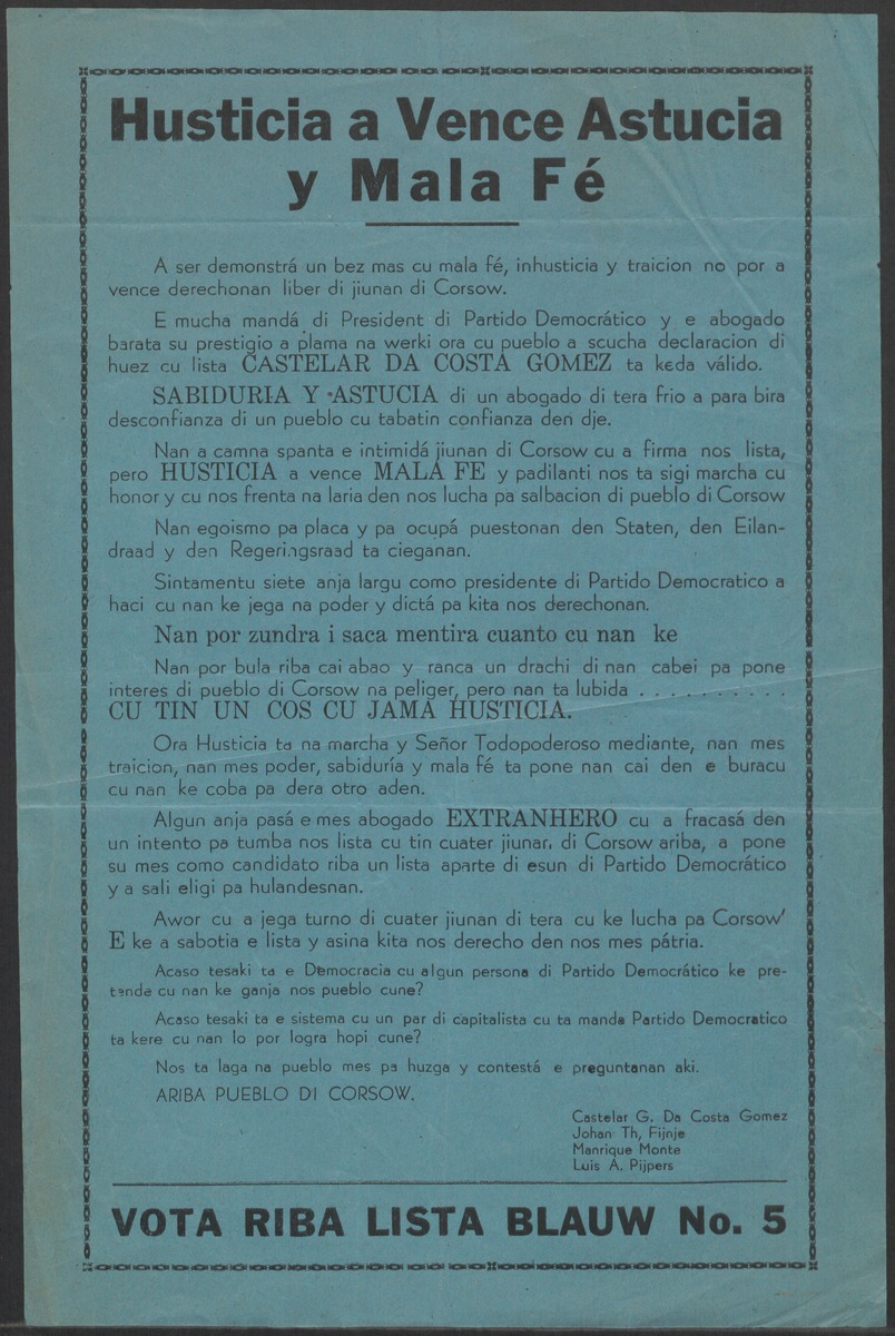 [Politieke partijen en verkiezingen Curaçao, 1941-1958] - 