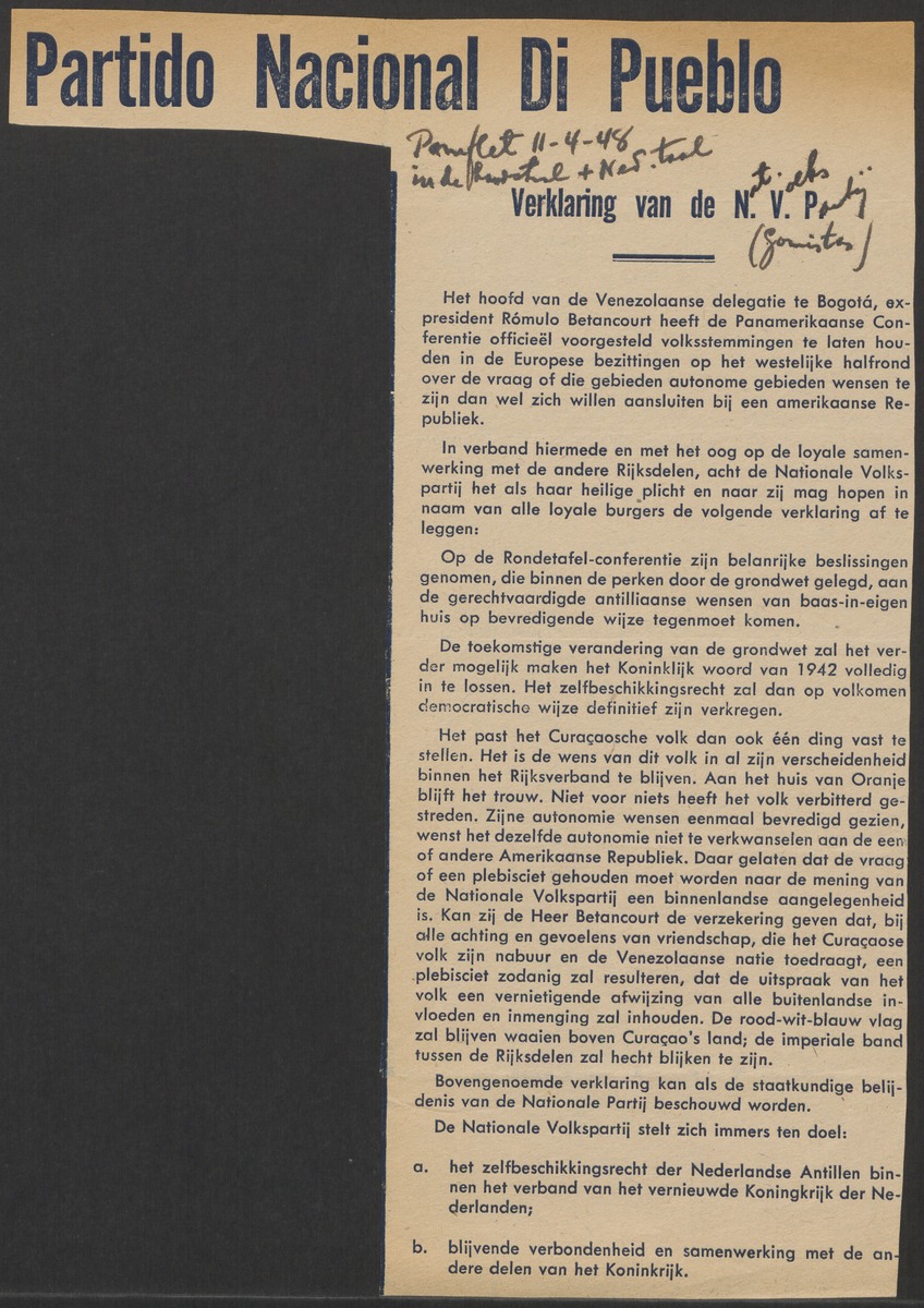 [Politieke partijen en verkiezingen Curaçao, 1941-1958] - 